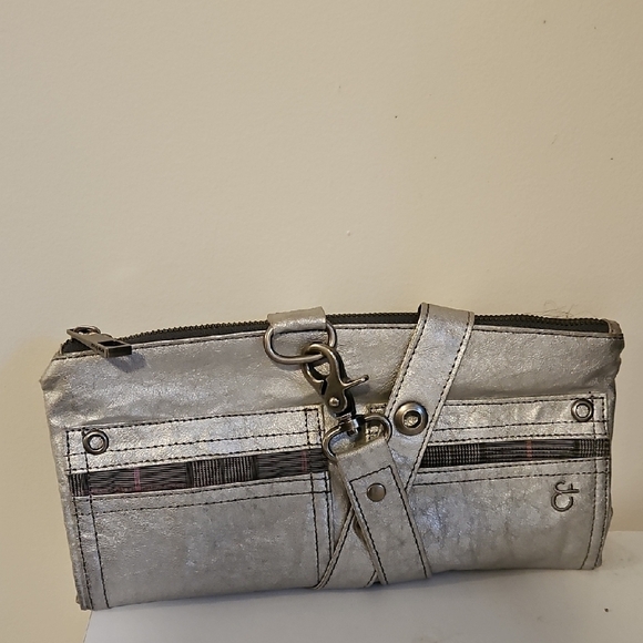 Matt & Nat Handbags - MATT & NAT Silver BAG VEGAN LEATHER CLUTCH RECTANGLE